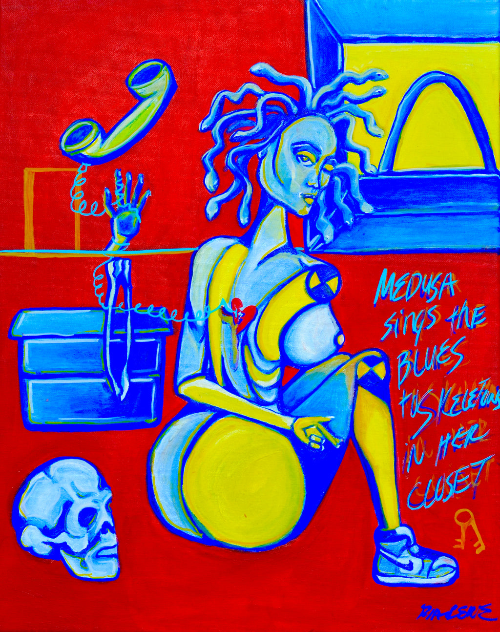 Medusa Sings The Blues to Skeletons In Her Closet Print